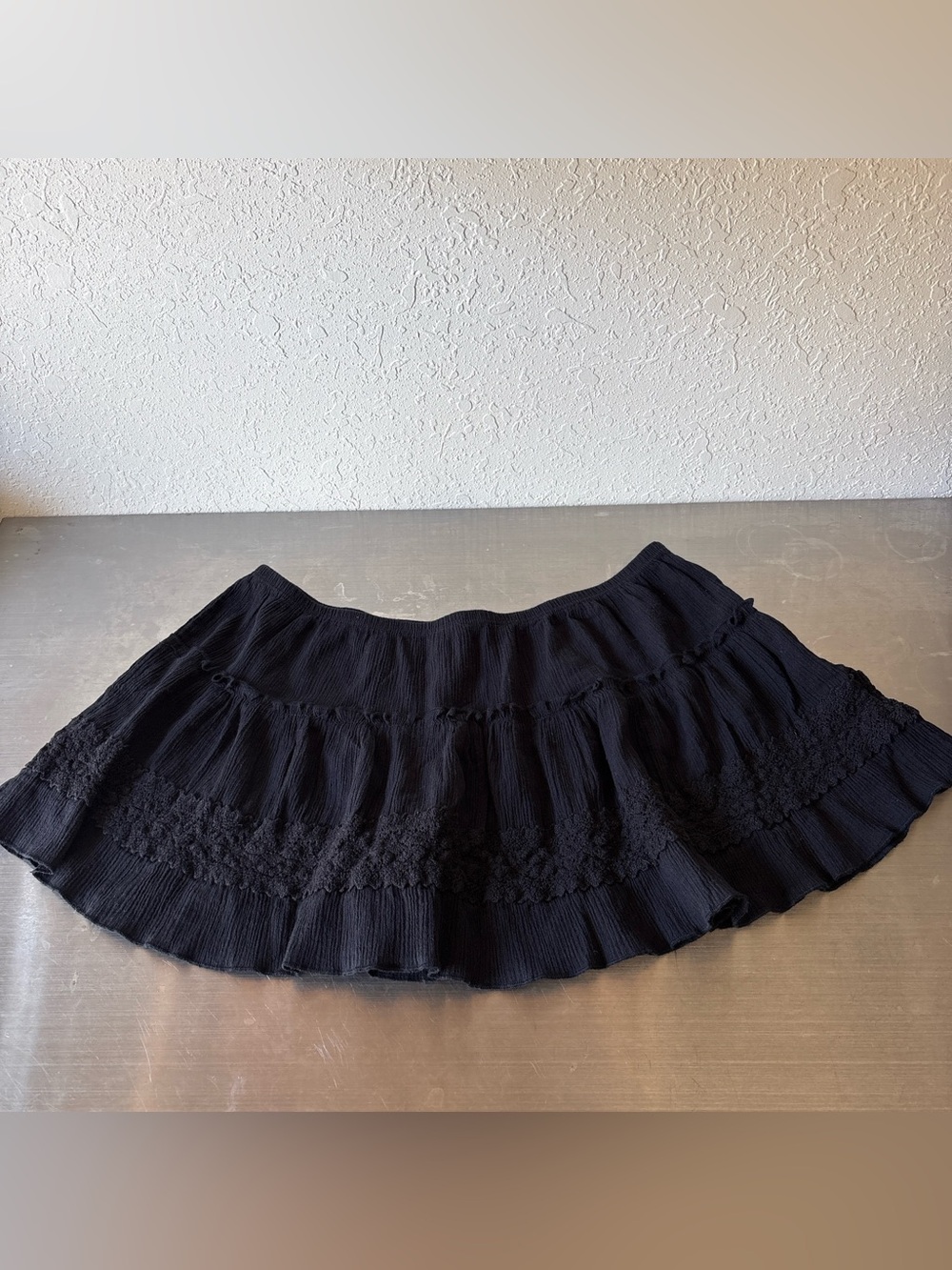Y2K Boho Black Crochet Micro Mini Skirt✨
